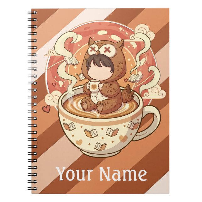 Customised Owl Notebook Journal for Student Writer (Front)
