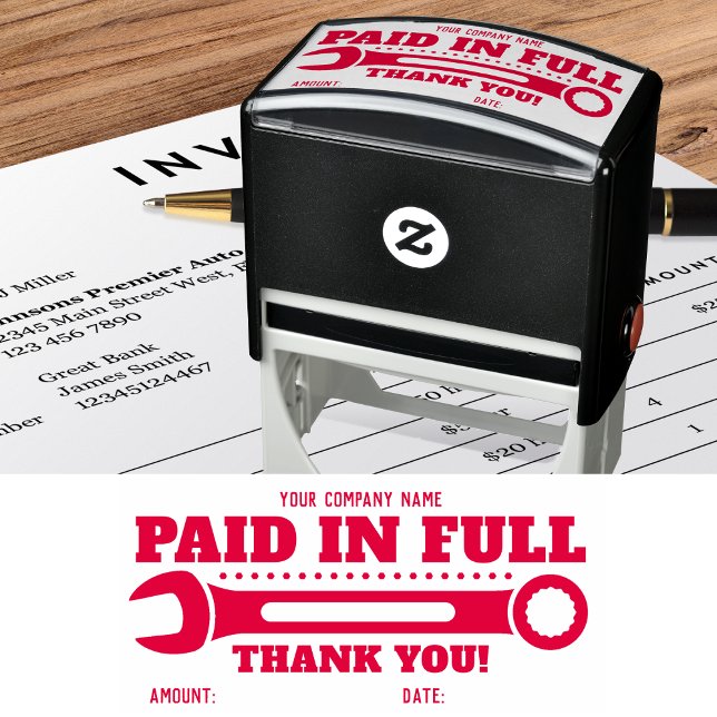 Customised Paid in Full Thank you! WRENCH Self-ink Self-inking Stamp (Creator Uploaded)