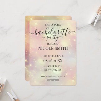 Customised Peach Sparkle Bokeh Bachelorette Party Invitation
