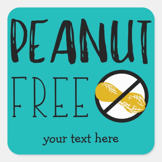 Customised Peanut Free Teal Stickers (Front)