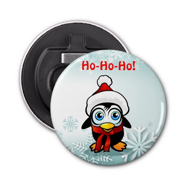 Customised Penguin Santa Cartoon Bottle Opener (Front)