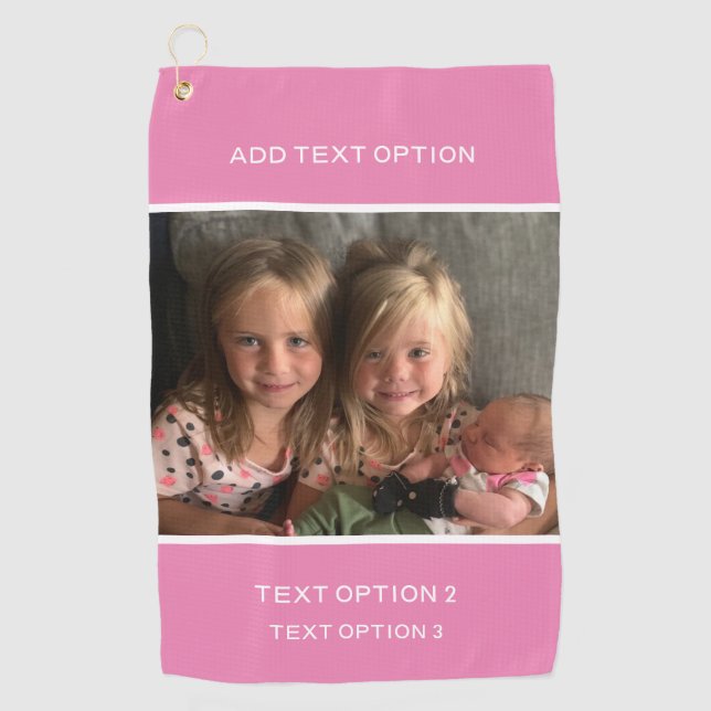 Customised Personal Photo Pink Golf Towel (Front)