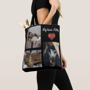 Customised personalised patches squares frames bla tote bag