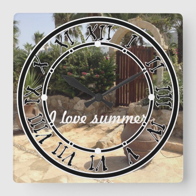 Customised personalised summer landscape patches s square wall clock (Front)