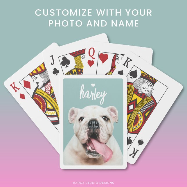 Customised Pet Dog Name Photo Playing Cards (Add your pet's photo and name, or leave the name empty.)
