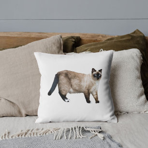 Customised Pet Lover Cute Siamese Cat Photo White Cushion