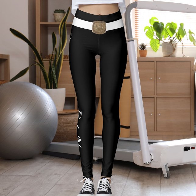 Customised Pet Lover Script Text Black And White  Leggings (Creator Uploaded)