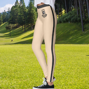 Customised Pet Photo Text Soft Peach Black Stripes Leggings