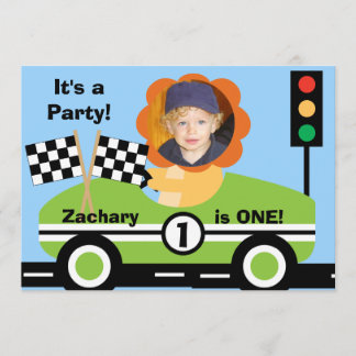 Customised Photo Animal Racers Birthday Invitation