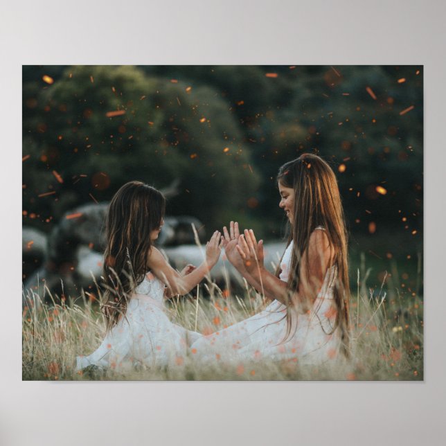 Customised Photo Bokeh Sparkles Overlay Whimsical Poster (Front)