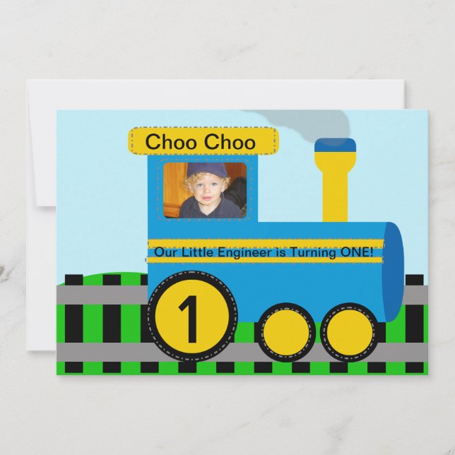 Customised Photo Train Birthday Invitation (Front)