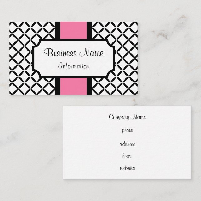 Customised Pink and Black Business Card (Front/Back)