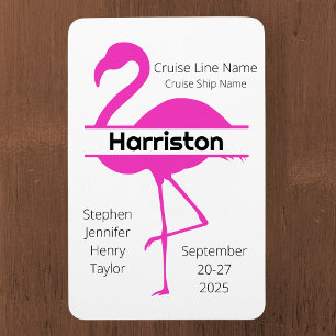 Customised Pink Flamingo Family Cruise Door Magnet