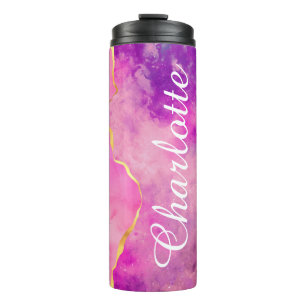 Customised Pink Glittery Clouds of Colour Tumbler