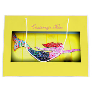 customised pink mosaic mermaids large gift bag