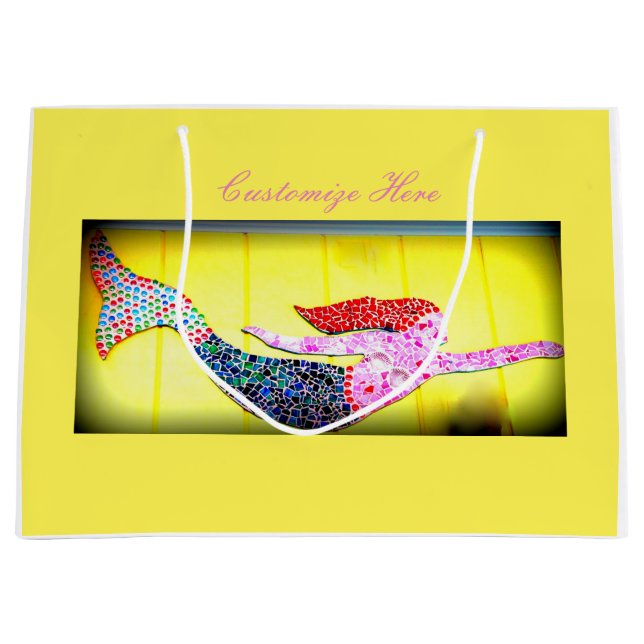 customised pink mosaic mermaids large gift bag (Front)