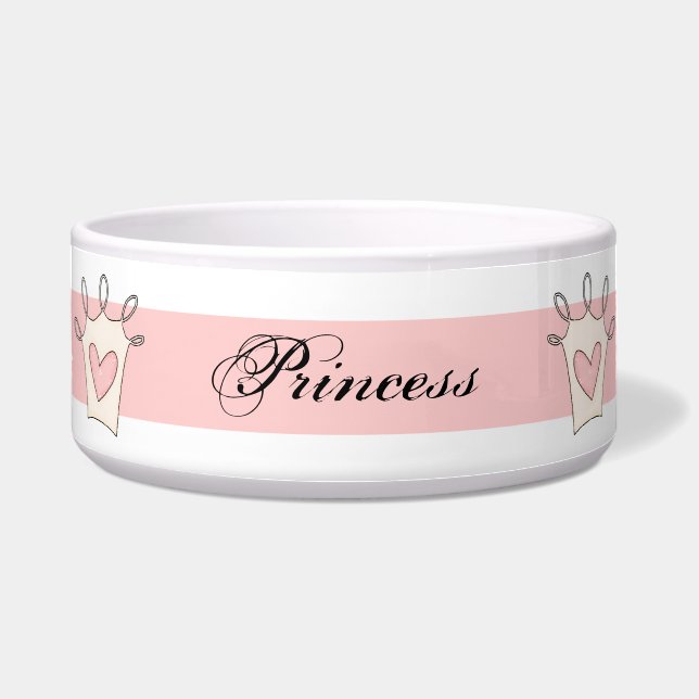 Customised Pink Princess Dog Bowl (Front)