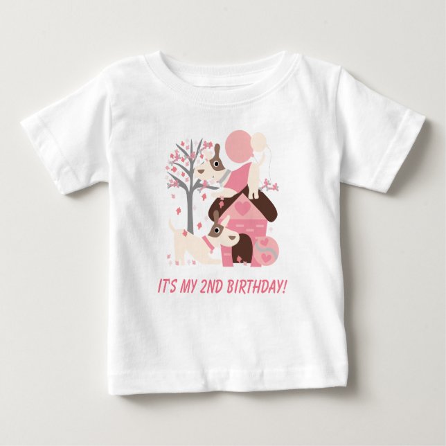 Customised Pink Puppy Dog Birthday Tshirt (Front)