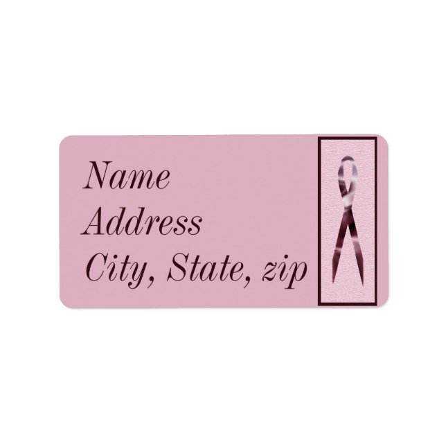 Customised Pink Ribbon Address Label (Front)
