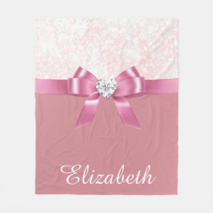 Customised Pink Ribbon Diamond Soft Blanket