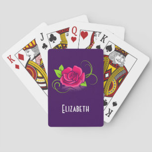 Customised Pink Rose Illustration Playing Cards