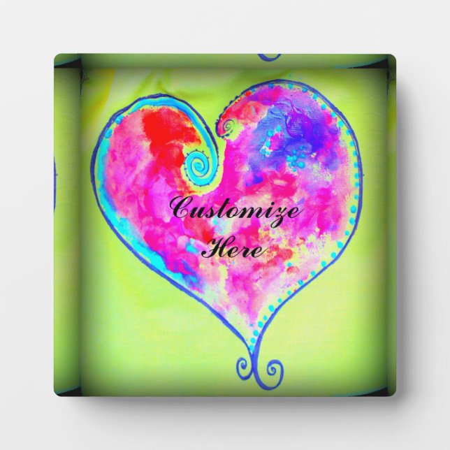 customised pink swirly heart plaque (Front)