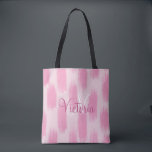 Customised Pink Watercolor Abstract Modern Trendy Tote Bag<br><div class="desc">Pink modern abstract watercolor pattern with monogram and name.</div>