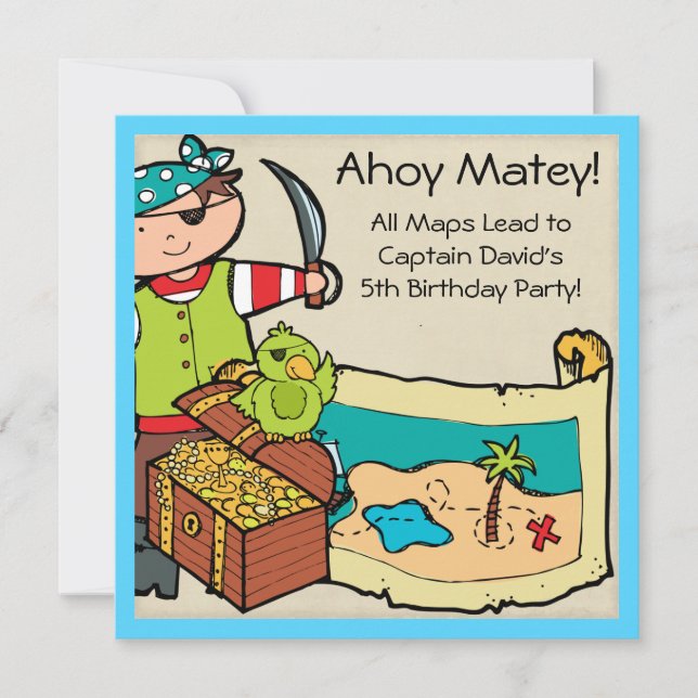 Customised Pirate Party Pirates Birthday Invites (Front)