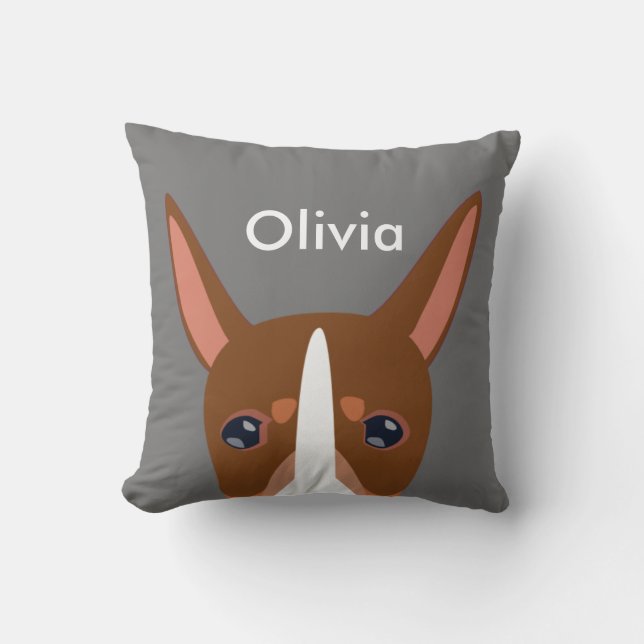 Customised Podenco Orito Dog Face Light Grey Cushion (Front)