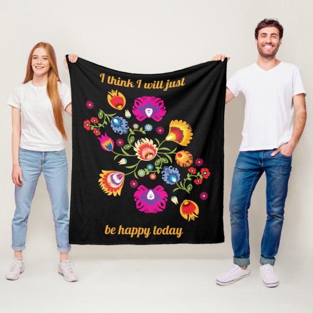 Customised Polish folklore with pink flowers  Fleece Blanket (In Situ)