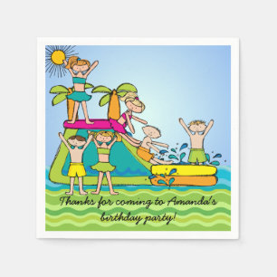 Customised Pool Party Birthday Paper Napkins