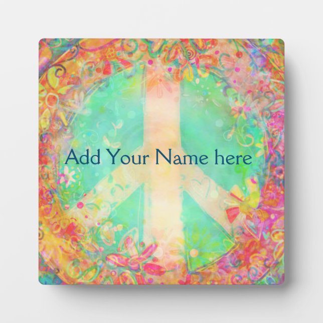Customised Pretty Floral  Peace Sign Inspirivity Plaque (Front)