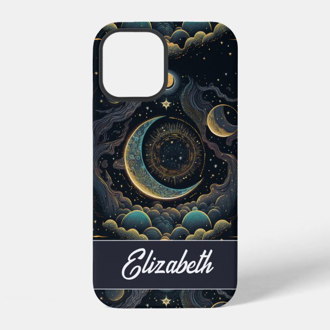 Customised Pretty Magical Moon Phase Witchy iPhone Case (Back)