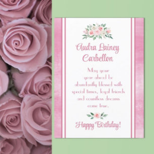 Customised, pretty pink birthday card