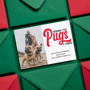 Customised Pug Dog Christmas Picture Custom Photo Holiday Card