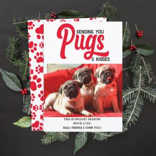 Customised Pug Dog Christmas Picture Custom Photo Holiday Card