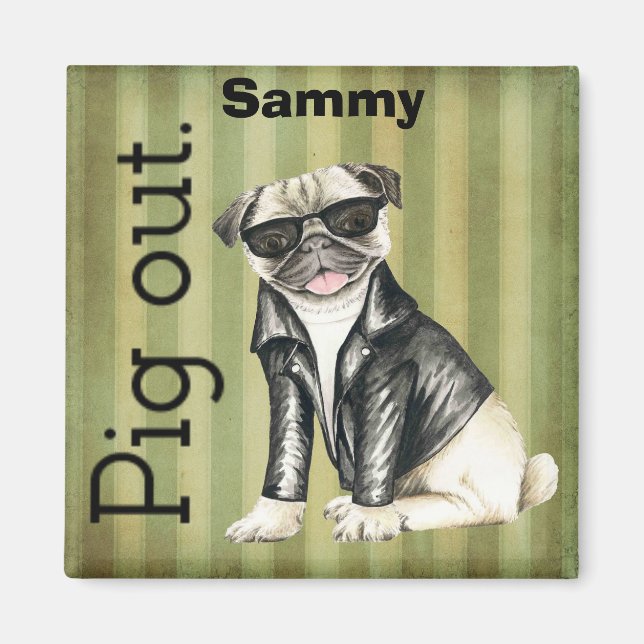 Customised Pug Funny Magnet (Front)