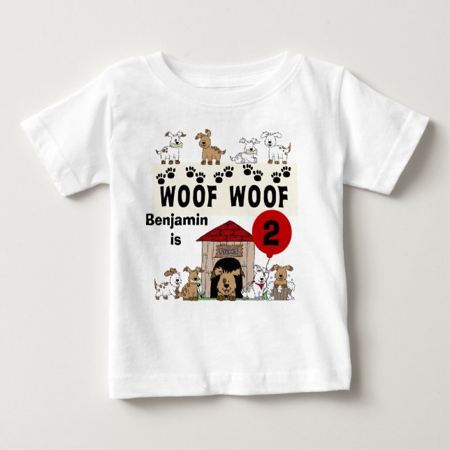 Customised Puppy Dog Birthday Tshirt (Front)