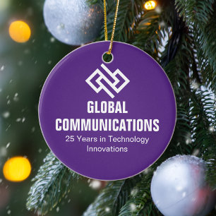 Customised Purple Cyber Company Christmas Ceramic Tree Decoration