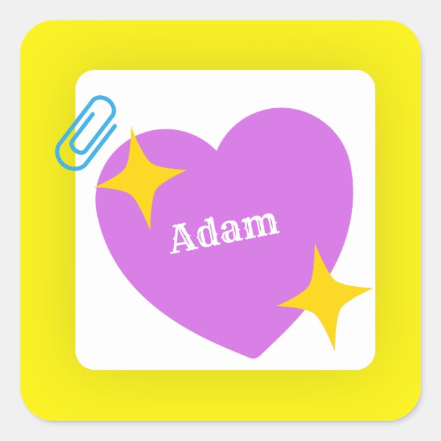 Customised Purple heart Square Sticker (Front)