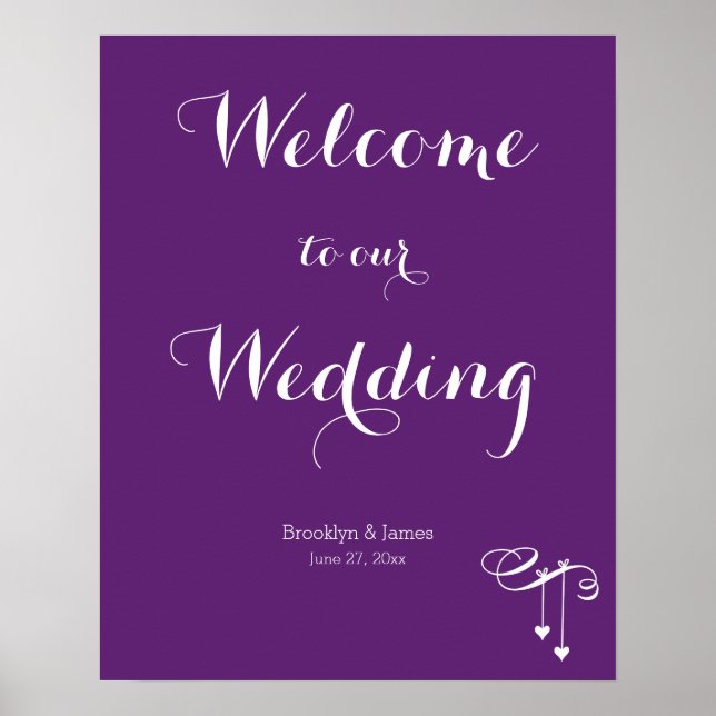 Customised Purple Wedding Reception Sign 16x20 (Front)