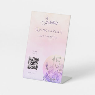 Customised Quinceanera QR Code Cash App Pedestal Sign
