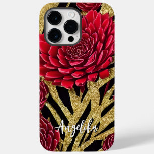 Customised Red and Gold Abstract Design Minimalist Case-Mate iPhone 14 Pro Max Case