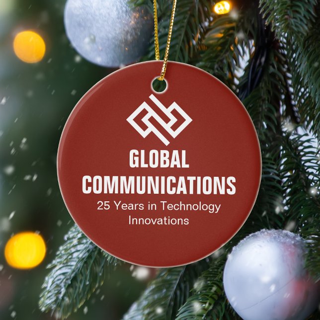 Customised Red Cyber Technology Company Christmas Ceramic Tree Decoration (Creator Uploaded)
