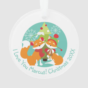 Customised Red Fox Christmas Acrylic Ornament