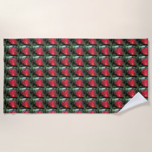 Customised Red Gypsy tiny caravan Beach Towel