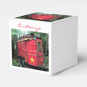 Customised Red Gypsy tiny caravan Favour Box