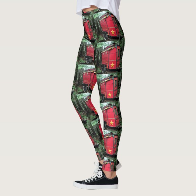 Customised Red Gypsy tiny caravan Leggings (Left)