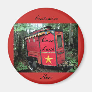 Customised Red Gypsy tiny caravan On caravan Magnet