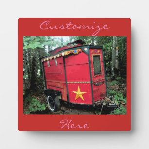 Customised Red Gypsy tiny caravan On caravan Plaque